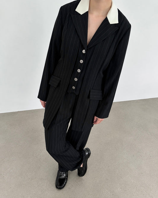 Navy Pinstripe Suit