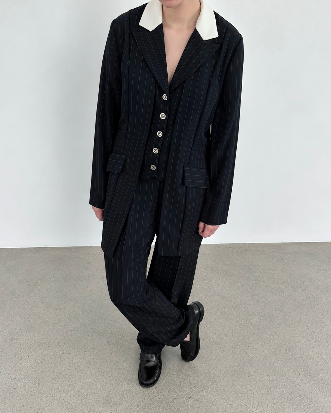 Navy Pinstripe Suit