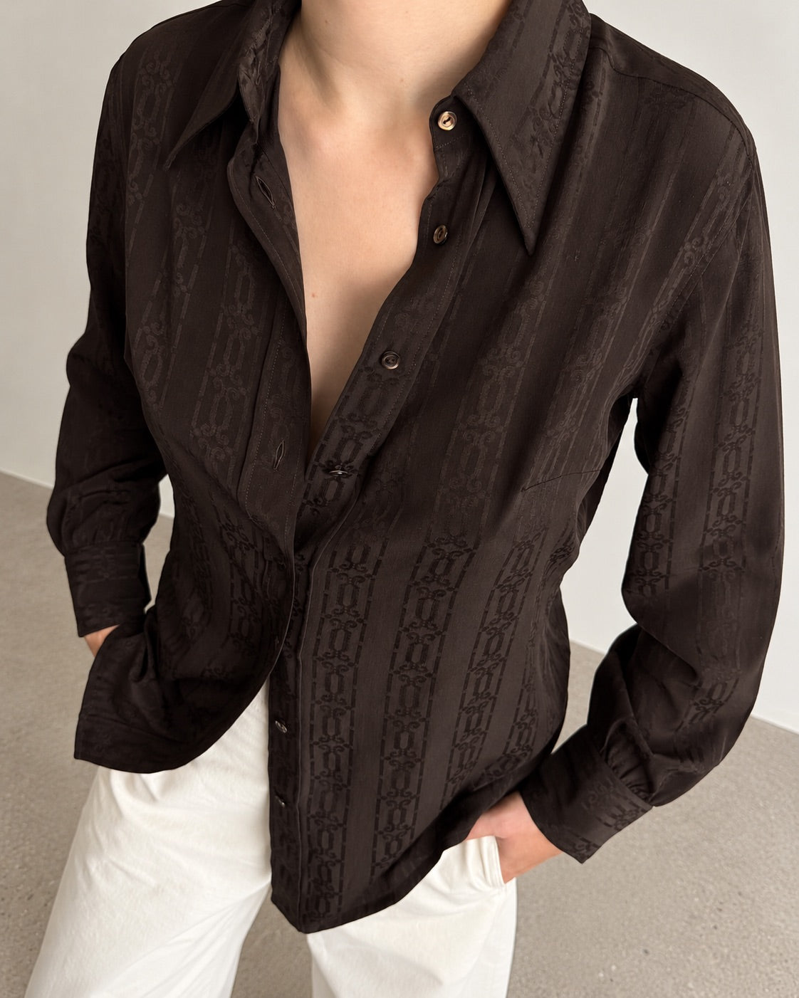 Celine Monogram Silk Blouse
