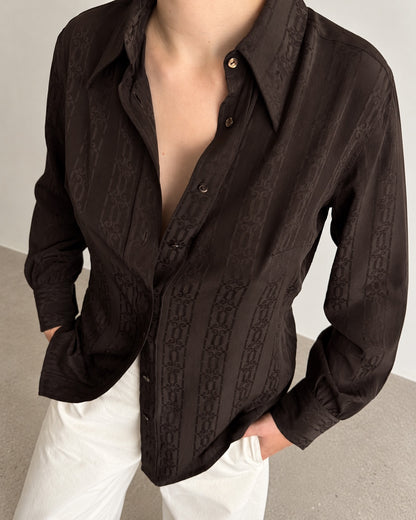 Celine Monogram Silk Blouse