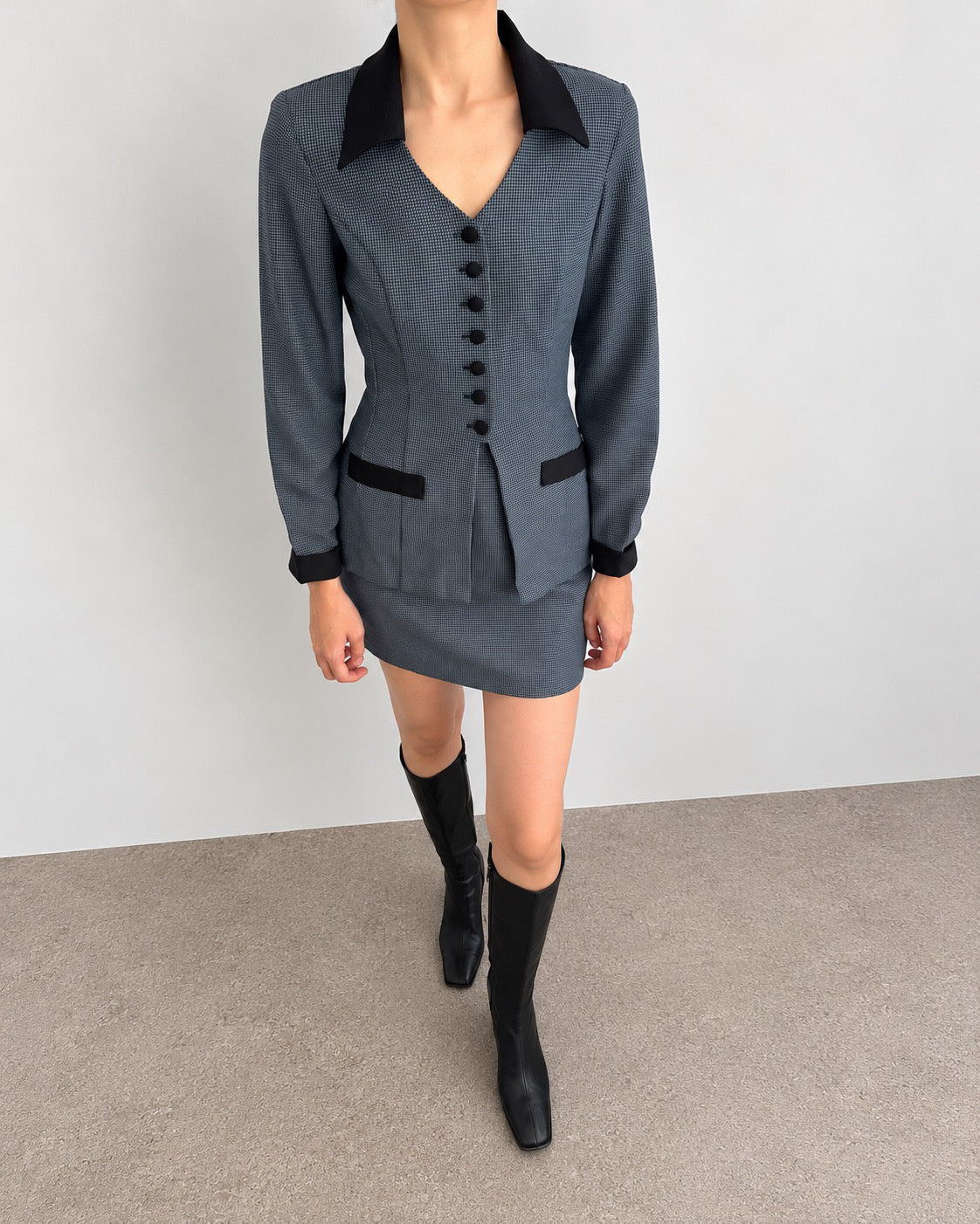 Houndstooth Skirt Suit