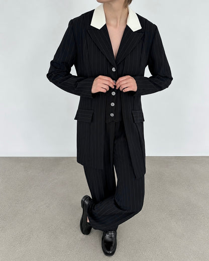 Navy Pinstripe Suit
