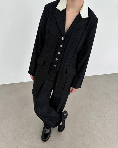 Navy Pinstripe Suit