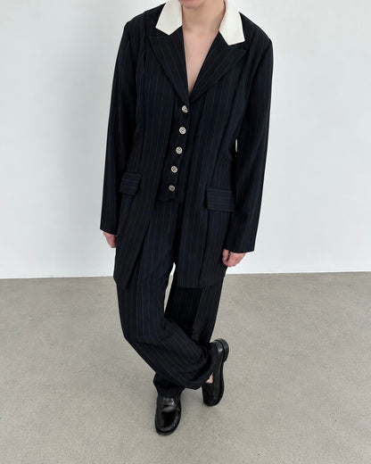 Navy Pinstripe Suit