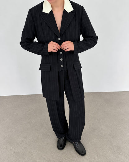 Navy Pinstripe Suit