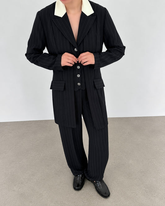 Navy Pinstripe Suit
